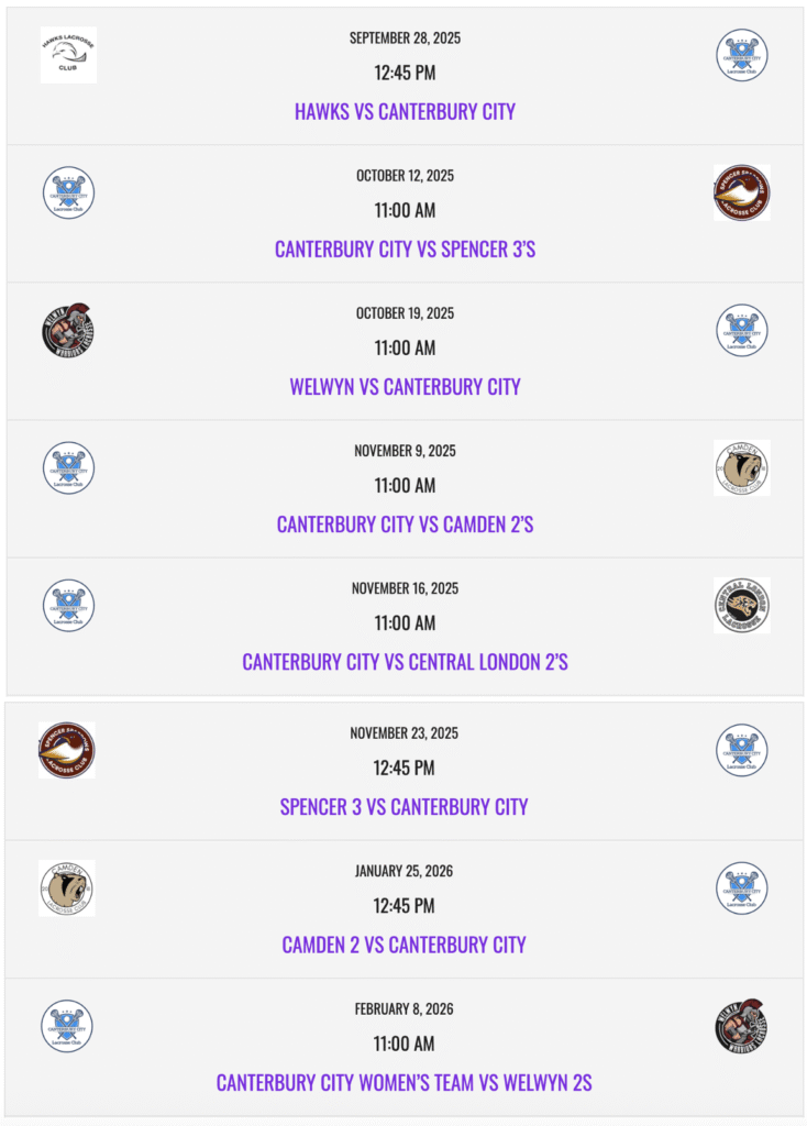 25/26 Women's League Fixtures